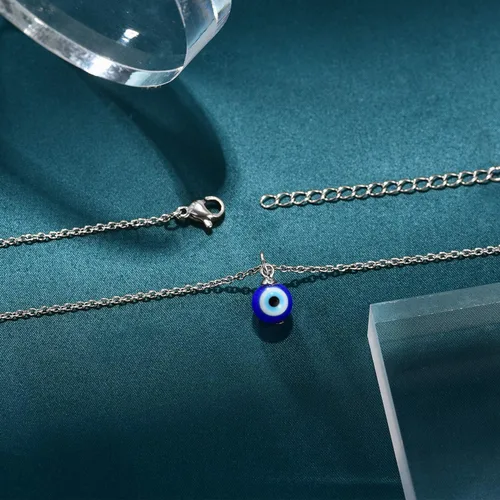 Miniatura 4 de PPJew Collar con dije de amuleto de ojos azules, collar con dije de amuleto de ojo turco con protección de cábala, ajustable, delicada, joyería