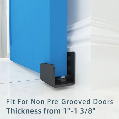 Miniatura 7 de JUBEST Guía de piso negro mate para montaje en pared, herrajes para puertas corredizas de granero de hasta 1-3/8 pulgadas de ancho y 1-1/4 pulgadas