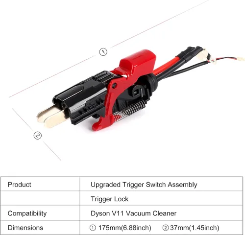 Miniatura 6 de Fuerte conjunto de interruptor de gatillo compatible con aspiradora Dyson V11 SV14, piezas de repuesto de botón de encendido mejoradas Negro