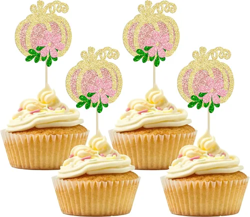 Miniatura 12 de 24 adornos de calabaza para cupcakes con purpurina para otoño, hojas, flores, calabaza, cupcakes, decoración de pasteles para Halloween, decoración