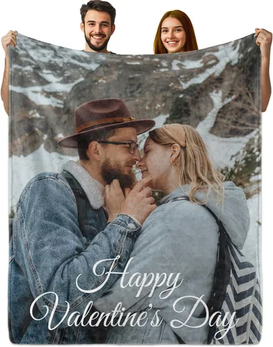 Miniatura 13 de PUREFLY Manta personalizada con fotos de texto, mantas personalizadas regalos para esposa, novia, cumpleaños, aniversario, boda, San Valentín, Foto