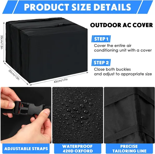 Miniatura 2 de 2 piezas de cubierta de aire acondicionado de ventana para interiores y exteriores, ajustable, impermeable, cubierta de aire acondicionado