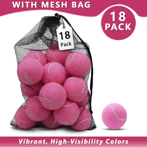 Miniatura 4 de Pelotas de tenis, paquete de 18 pelotas de entrenamiento con bolsa de malla para un fácil transporte, pelotas de práctica para perros y mascotas