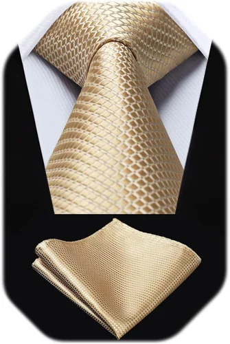 Miniatura 283 de HISDERN Conjunto de corbata a cuadros a cuadros pañuelo tejido clásico formal para hombre corbata y bolsillo cuadrado