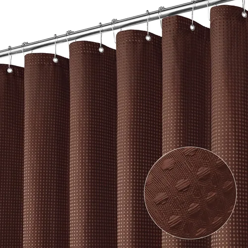 Miniatura 48 de MitoVilla - Cortina de ducha de tela de nido de abeja burdeos, cortinas de ducha con textura de nido de abeja modernas para decoración de lujo