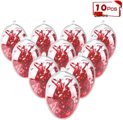 Barelove Esferas transparentes rellenables para Pascua, 10 bolas transparentes para manualidades, esferas decorativas colgantes de plástico para