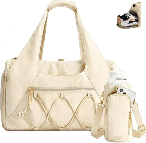 Bolsa de gimnasio para mujer, bolsa de esterilla de yoga con compartimento para zapatos y bolsillo húmedo, bolsa de gimnasio de yoga deportiva con