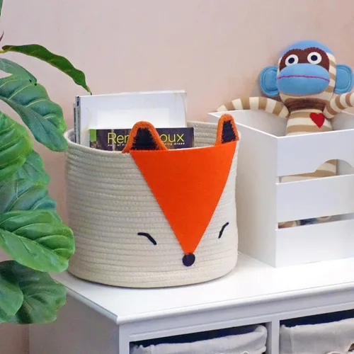 Miniatura 2 de T&T Homewares Cesta de almacenamiento de zorro naranja, tamaño mediano, multiusos para pañales de bebé, lavandería, habitación de los niños