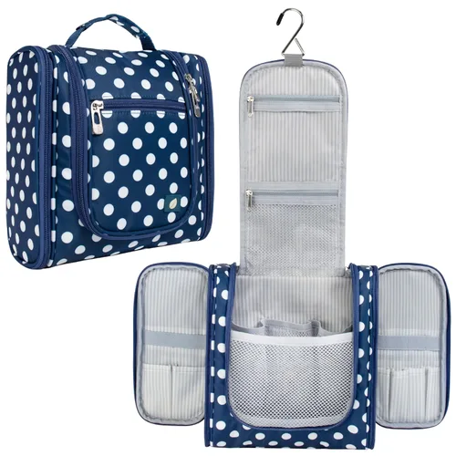 Miniatura 17 de PAVILIA - Bolsa de aseo para viaje para mujeres y hombres, organizador cosmético colgante, bolsa de maquillaje resistente al agua para accesorios