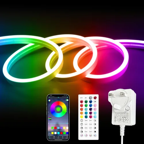 Miniatura 10 de Tira de luz LED de neón inteligente IC de 6.56 pies, tira de luz LED con aplicación/control remoto, cambio de color, sincronización de música, tira