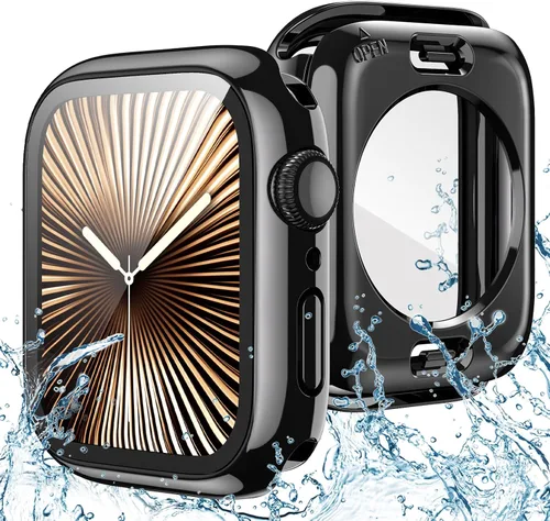 Miniatura 15 de Goton Funda impermeable 2 en 1 para Apple Watch Series 9, 8, 7, protector de pantalla de 1.772 pulgadas, cubierta protectora de vidrio 360, Plateado
