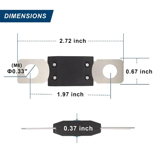 Miniatura 4 de PlusRoc MEGA - Fusible de 200 amperios/32 V (paquete de 4), fusible AMG de alta corriente atornillado de 200 A para sistemas automotriz, equipos