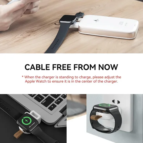 Miniatura 5 de Cargador inalámbrico para Apple Watch, cargador inalámbrico portátil, cargador inalámbrico de viaje, carga inalámbrica magnética compatible con Negro