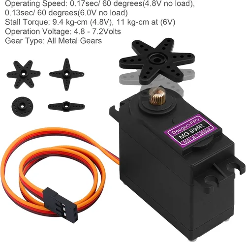 Miniatura 4 de Paquete de 6 motores servo digitales de par de engranajes metálicos MG996R 55g para helicóptero RC, auto, barco, robot de Futaba JR