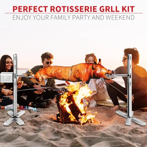 Miniatura 5 de Kendane Kit de parrilla eléctrica para asador, asador de cerdo de 90 libras, soporte de trípode de acero inoxidable, asador con capucha de cordero