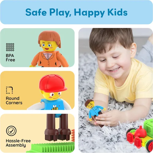 Miniatura 6 de Picasso Toys Bloques de Erizo 4 Figuras de Personajes de Acción Familiar Juguete para Niños Pequeños Construcción Bloques de Baldosas Paquete