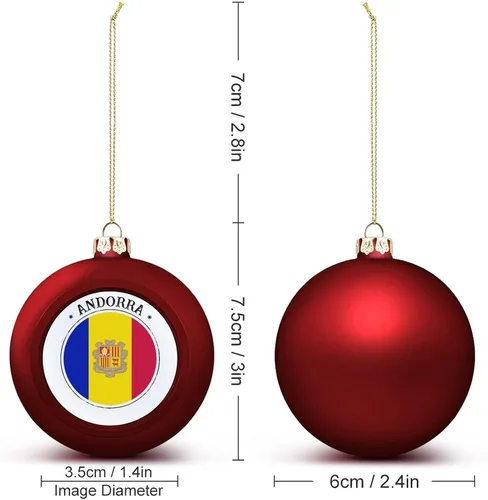 Miniatura 2 de Adorno de bola de Navidad de Andorra, bandera de Andorra, bandera de las naciones, adornos colgantes, recuerdo, regalo para árbol de Navidad