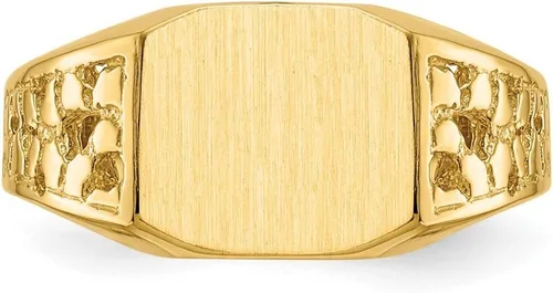 Miniatura 4 de Anillo de sello con monograma grabable de oro amarillo sólido de 14 k para hombre, talla 9, Metal