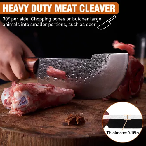 Miniatura 2 de Naitesen Juego de 4 cuchillos de carnicero y cuchillos de cocina, forjados a mano, muy afilados para cortar carne, cocinar, barbacoa, regalos