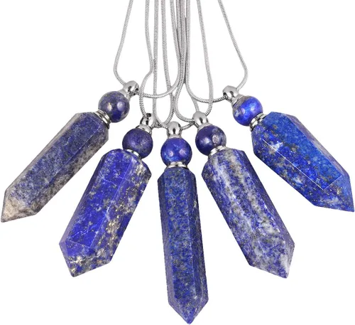 Miniatura 6 de TUMBEELLUWA Collar con colgante de piedra de aromaterapia con difusor de aceites esenciales, unisex, collar de piedras preciosas de punto de cristal