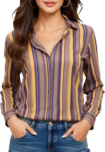 Miniatura 16 de Camisas sin planchado y sin arrugas para mujer, con botones, de manga larga, de seda de morera, blusas casuales para el trabajo