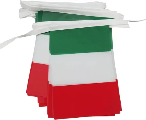 AZ FLAG Bandera Italia 39.4 ft BUNTING 20 banderas 18'' x 12'' - Banderas de cuerda italiana 11.8 x 17.7 in