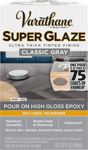 Varathane 363903 Super Glaze - Epoxi de alto brillo, cuarto de galón, gris clásico