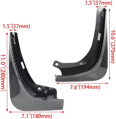 Miniatura 6 de Tesla Model 3 - Juego de 4 guardabarros sin perforación, protectores contra salpicaduras color negro, para Tesla Model 3 2017-2023 (fibra de carbono)