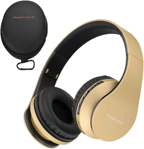 Miniatura 11 de PowerLocus - Audífonos inalámbricos Bluetooth para usar sobre las orejas, estéreo, plegables, con cable y micrófono incorporado para iPhone