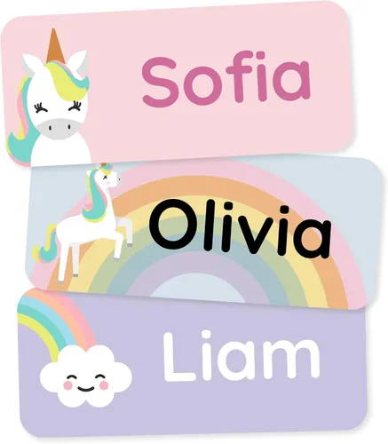 Miniatura 9 de Etiquetas de nombre personalizadas para niños (60) – Adhesivos personalizados impermeables y duraderos para ropa, guardería, oficina y suministros
