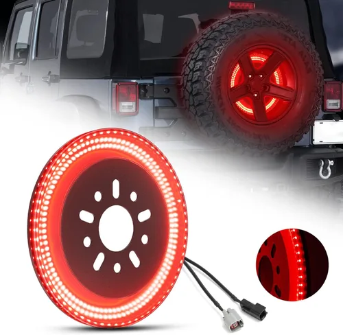 Miniatura 12 de SUPAREE Luz de freno de neumático de repuesto de 3 lados, luz LED de rueda de 400 PCS, tercera luz de freno Plug-N-Play que se ajusta para Jeep JL