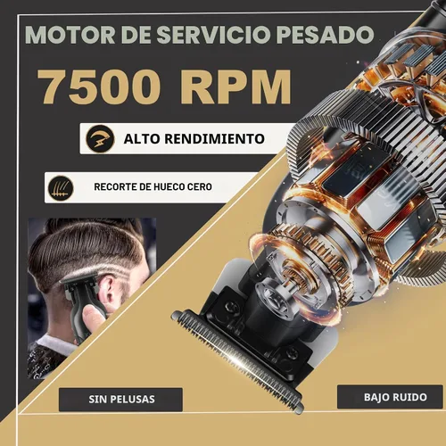 Miniatura 2 de KEMEI 2299 Cortadora profesional de pelo/barba para hombres, cortapelos sin huecos para barbero con hoja en T, recargable inalámbrica