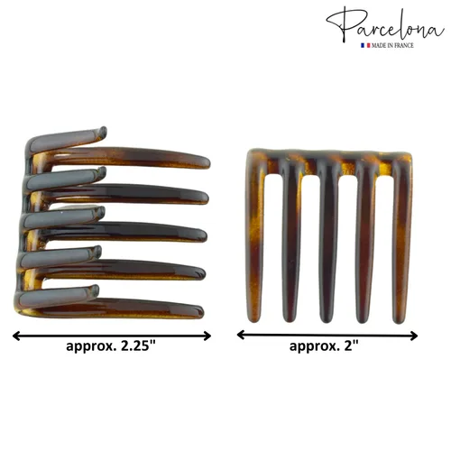 Miniatura 4 de Parcelona Cangrejo francés entrelazado marrón mediano 2 1/4 pulgadas celuloide antideslizante coleta clips flexibles resistentes pinzas para el pelo