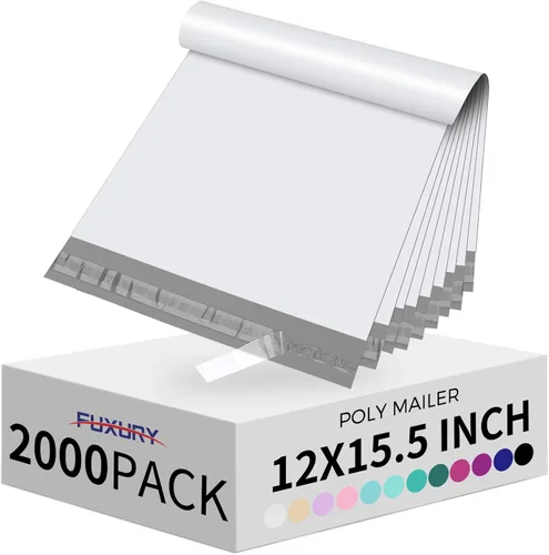 Miniatura 11 de Fuxury 1000 bolsas de envío de 12 x 15.5 pulgadas para ropa, bolsas de envío impermeables para ropa, sobres de envío adhesivos fuertes para pequeñas