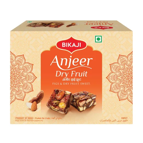 Bikaji Anjeer Burfi de frutas secas | Halwa 8.81 onzas (8.82 oz), pastel de higo tradicional y dulce de azúcar de nuez con frutas secas de primera