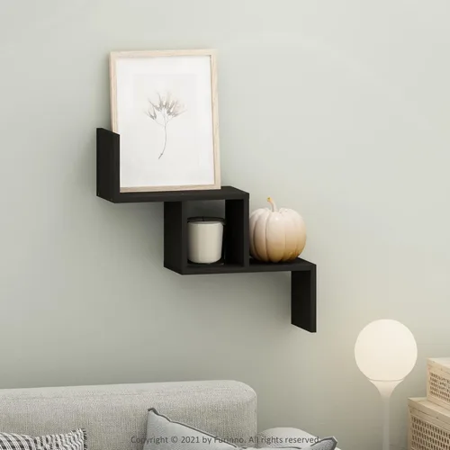 Miniatura 2 de Furinno Rossi Estante de Pared Flotante en Forma de Escalera, Espresso