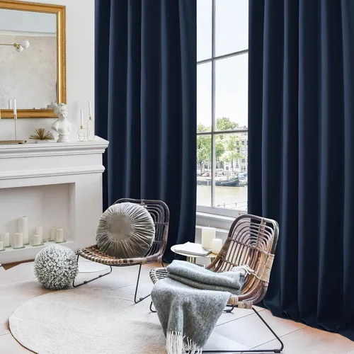 Miniatura 4 de Deconovo Cortinas opacas con pestaña trasera, cortinas opacas con aislamiento térmico, cortinas de oscurecimiento de habitación para dormitorio, 52