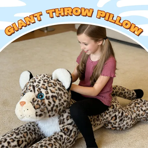 Miniatura 2 de MorisMos Animal de Peluche Gigante Guepardo Almohada de Felpa 4 pies, 47" Juguete de Felpa de Guepardo Extra Grande para Niños y Adultos, Leopardo