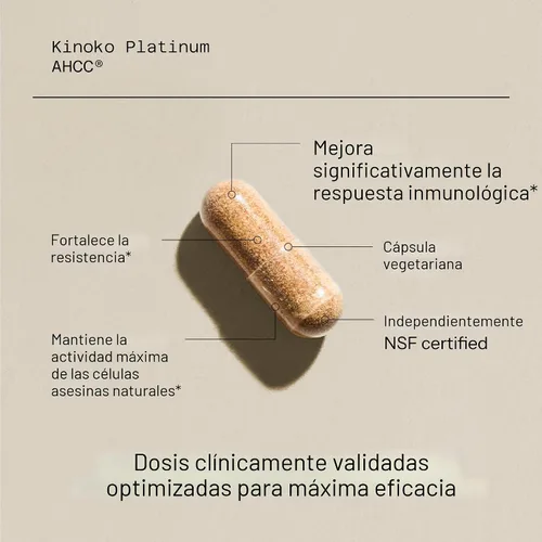 Miniatura 4 de Quality of life. Ahcc Kinoko Platinum. Extracto de hongos 0.026 oz 60 cápsulas, 812259003370, 1