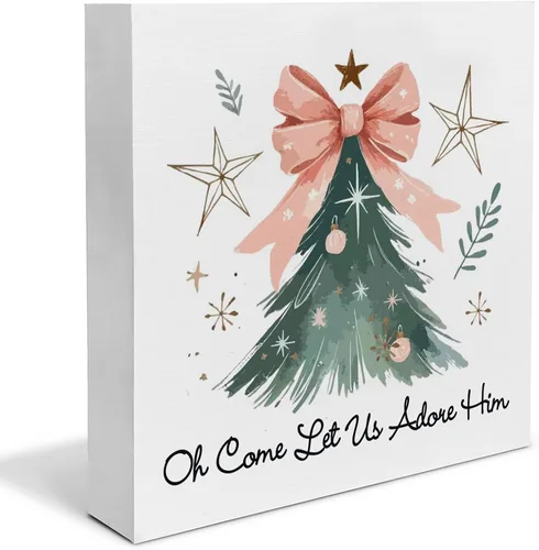 Miniatura 12 de Decoraciones de Baño para Navidad, Letrero "Él te ve cuando estás haciendo caca" 12.7 x 12.7 cm, Decoración divertida de Navidad