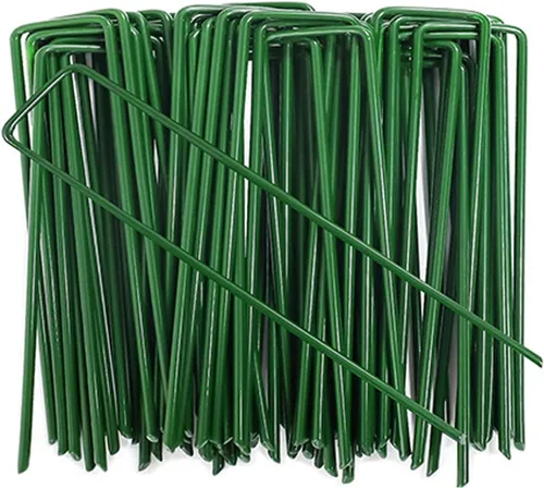 Estacas de jardín galvanizadas de 6 pulgadas, grapas de césped verde tipo U para césped artificial, a prueba de óxido, estacas para asegurar vallas