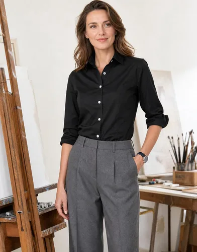 Miniatura 3 de Beninos Camisas de vestir para mujer, manga larga, con botones, ropa de trabajo
