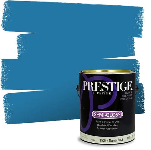 Miniatura 123 de Prestige Paints. - Base y pintura para exteriores en un solo galón, 1 galón. plano, comparable con Sherwin Williams Topsail. SW6799-PCM