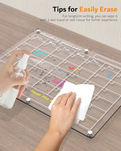 Miniatura 7 de Calendario acrílico magnético para refrigerador, 1 paquete de 11 x 15 pulgadas, calendario transparente para nevera, borrado en seco, juego