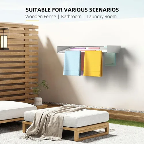 Miniatura 4 de Tendedero de Ropa, Tendedero Plegable de Pared para Secar Ropa - Tendedero de Ropa Plegable, Ahorro de Espacio, 31.5" de Ancho, 13.2 Pies Lineales
