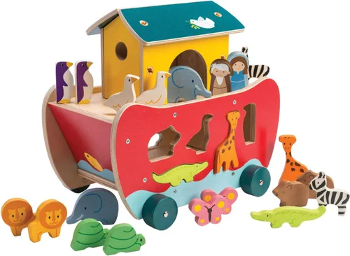 Tender Leaf Toys - Juguete clasificador de formas de animales del Arca de Noé de madera - Fomenta el juego imaginativo, mejora las habilidades de