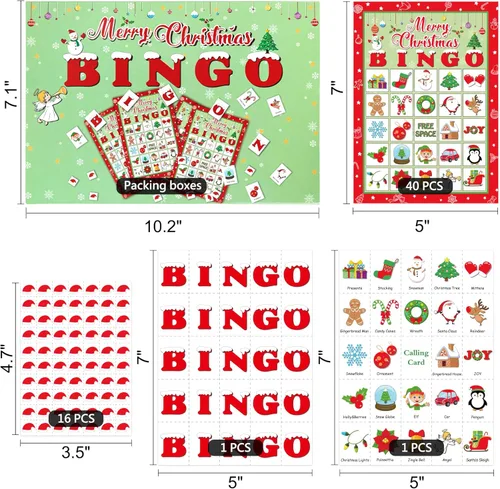 Miniatura 4 de Moon Boat 40 Jugadores Juegos de Bingo de Navidad Navidad Vacaciones Invierno Suministros Favores