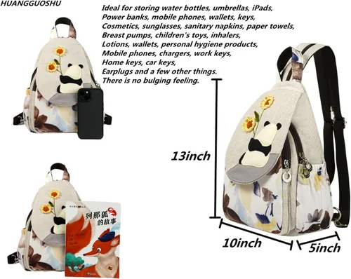 Miniatura 71 de HUANGGUOSHU Mochila de algodón tejida de algodón bohemio con bordado de lona estilo bohemio con múltiples bolsillos retro linda mochila cartera