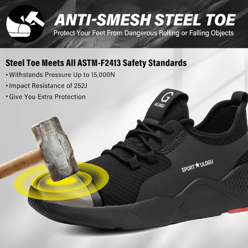 Miniatura 3 de Zapatos de punta de acero impermeables para hombres y mujeres, zapatos de trabajo ligeros, zapatillas de seguridad cómodas a prueba de pinchazos