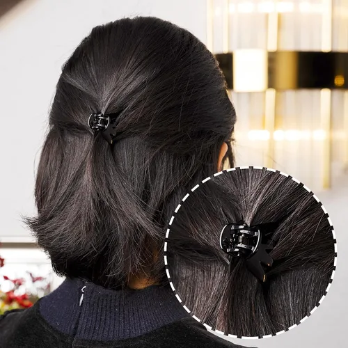 Miniatura 2 de Cobahom 24 pinzas pequeñas de plástico para cabello fino, accesorios de peinado antideslizantes para mujeres y niñas (negro, peinado)